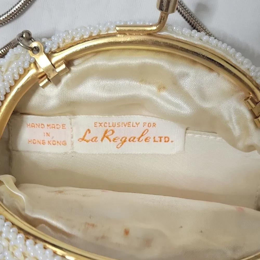 Vintage La Regale Elegant Cream Beaded Clutch